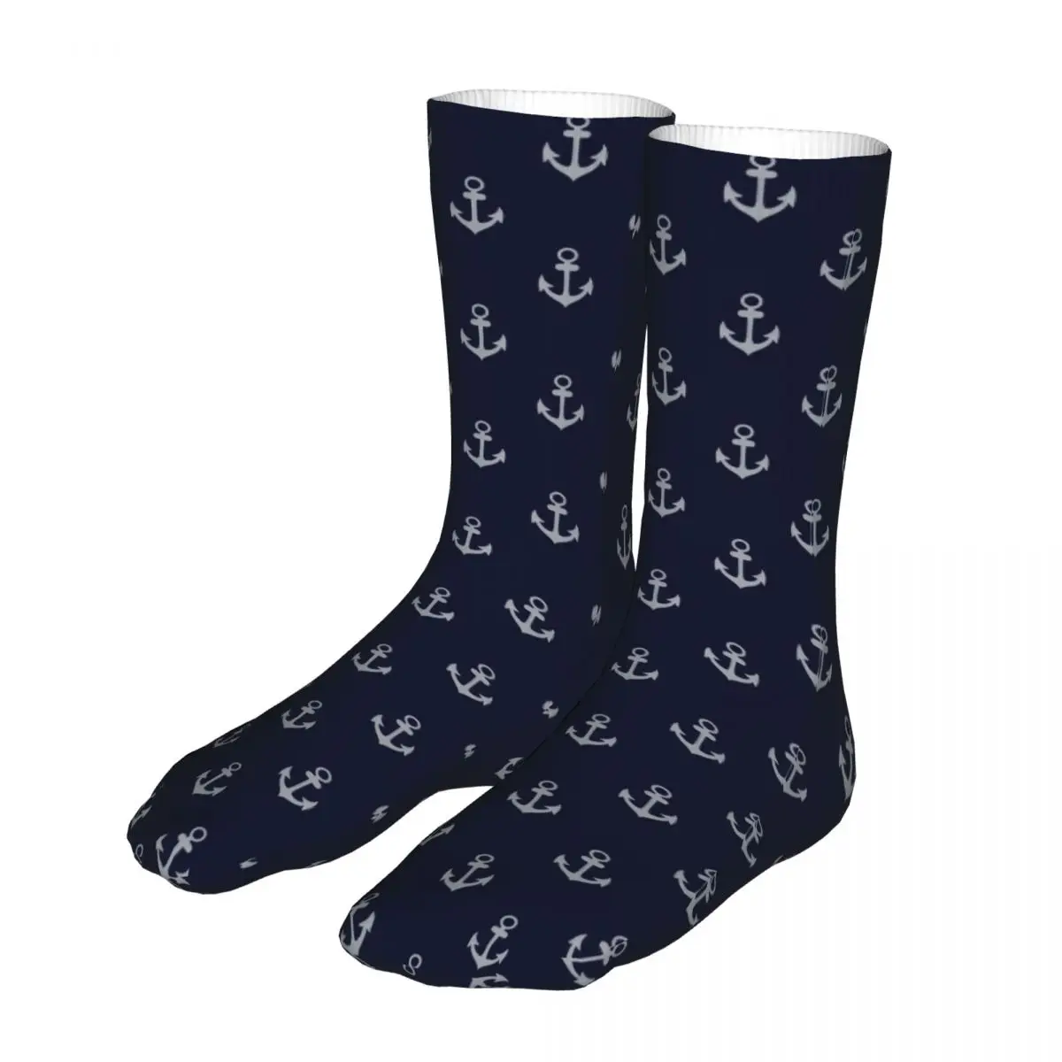 New Blue Anchors Aweigh Nautical Women Socks 2022 Female Sports Sock