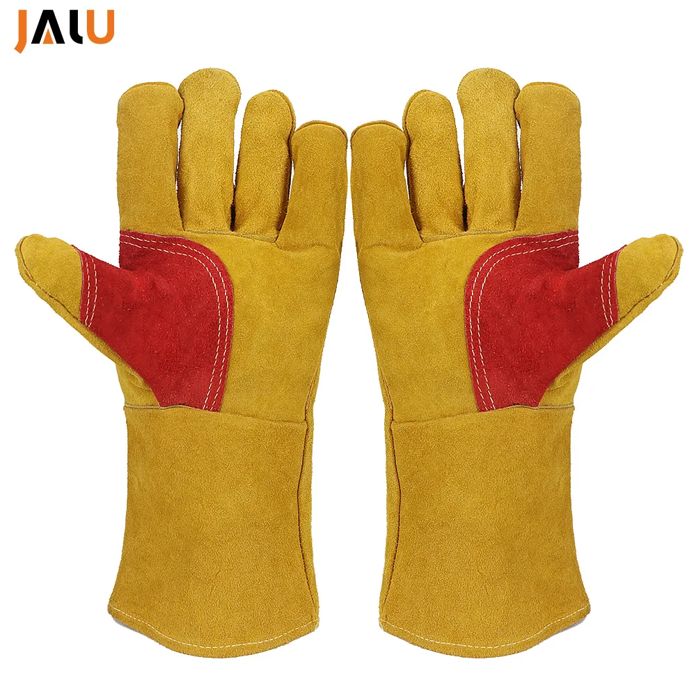 Welding Glove Work Welder's Cowskin Leather Gloves Fireproof Long Sleeve Glove Anti-Heat Work Safety Gloves
