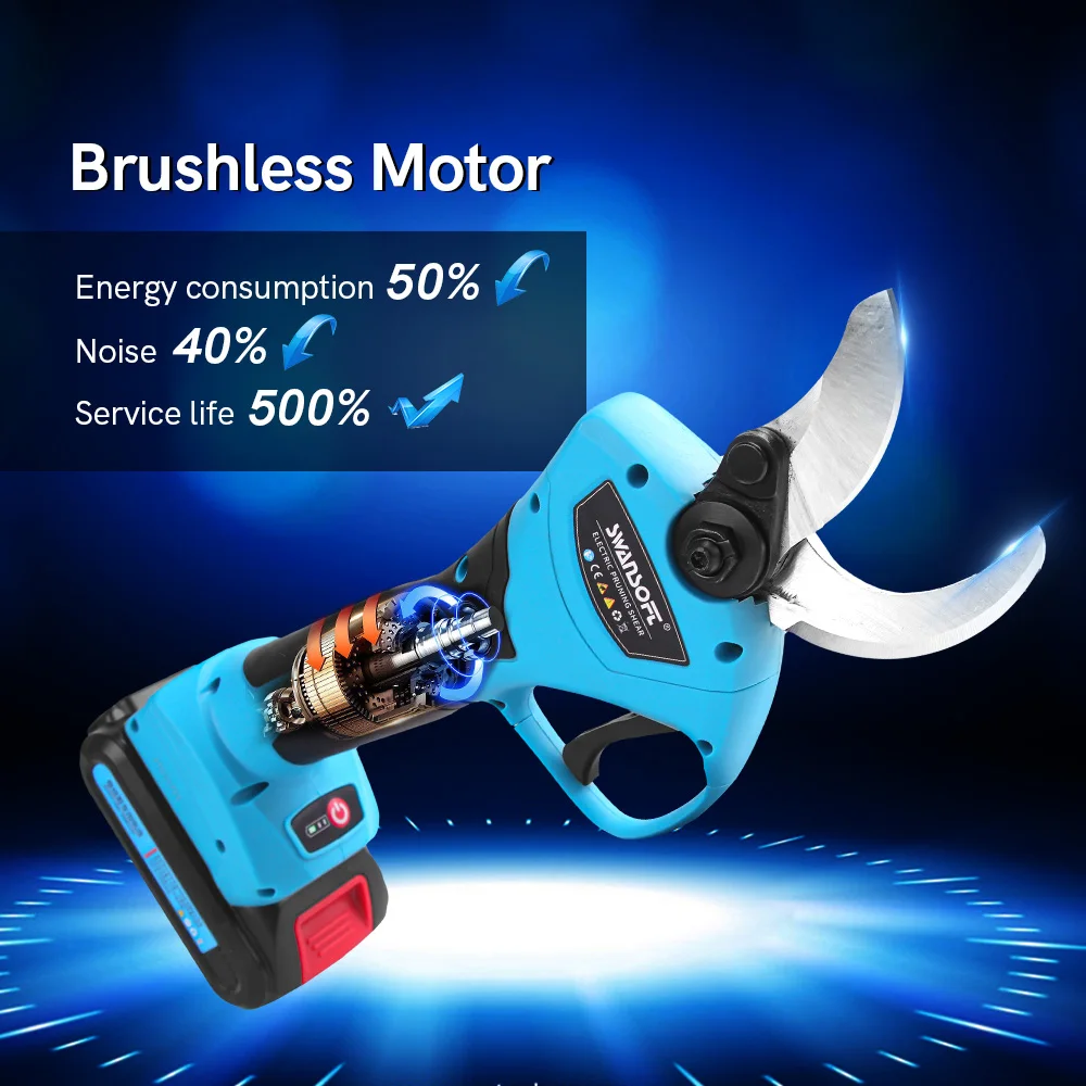 21V 40MM Cordless Electric Pruner Pruning Shears Efficient Fruit Tree Bonsai Pruning Branche Cutter Landscaping Tool