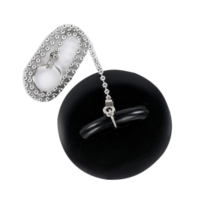 

Bathroom Sink Bathtub Drain Stopper with Chain Rubber Bath Plug Leakproof 667A