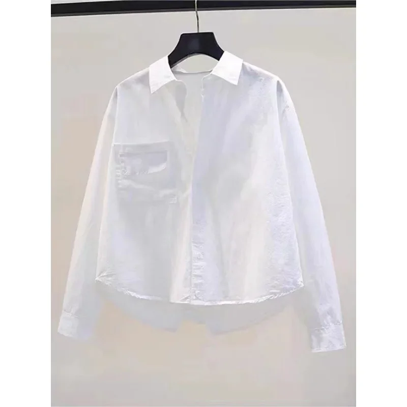 Женская Свободная блузка с длинным рукавом Повседневная рубашка разрезом модель