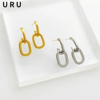 trendy jewelry 925 silver needle drop earrings simply design brass metal earrings for women female