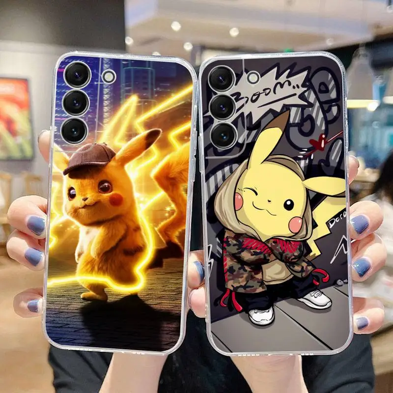 

Pocket Monster Pikachu Pokemon Phone Case For Samsung Galaxy S22 S21 Ultra S20 S30 FE S8 S9 S10 5G Plus Soft Transparent Cover