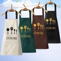1pcs kitchen cooking apron home sleeveless waterproof linen apron with pockets baking accessories for men and women