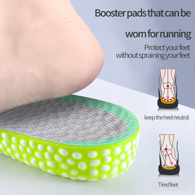 Heightening Running Insole for Shoes PU Popped Rice Particle Foam Breathable Soft Hiking Protects Knees Templates Feet Men Women