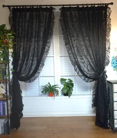 europe solid black semi blackout curtains for living room bedroom premium black sheer curtain drapes with lotus edge home decos