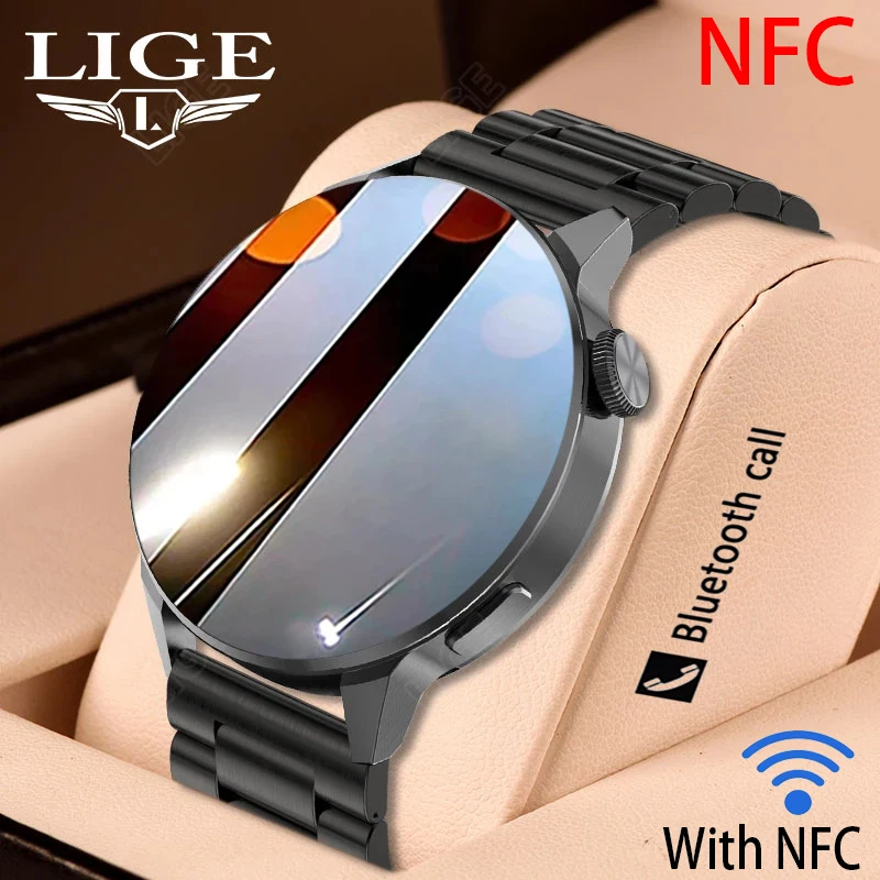 Смарт-часы LIGE NFC GPS Move мужские с Т-образным вызовом Bluetooth Беспроводная зарядка