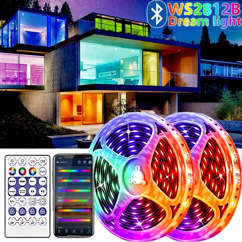 

15M 20M LED Strip Lights For Room Decor RGBIC WS2812B Led Light Strip 5050SMD Bluetooth App Control Flexible Tape Diode Ribbon