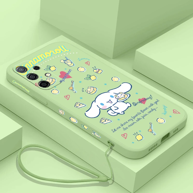 Милый чехол Pochaccos Cinnamorolls для Samsung Galaxy S24 S23 S22 S21 S20 Note 20 Lite Ultra Plus FE 4G 5G с ремешком на