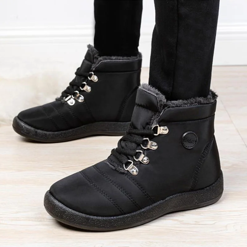 

Women Boots Snow Plus Size Boots For Women Lace-Up Shoes Woman Plush Platform Ankle Boots Chunky New Winter Footwear Botas Mujer
