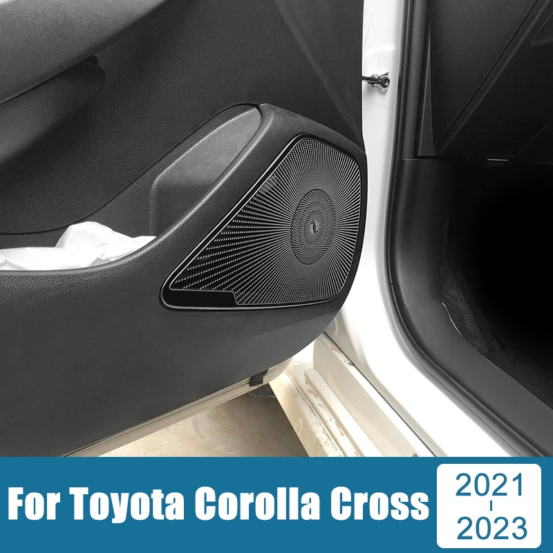 

For Toyota Corolla Cross XG10 2021 2022 2023 Hybrid Stainless Car Door Audio Speaker Trim Case Cover Tweeter Sticker Accessories