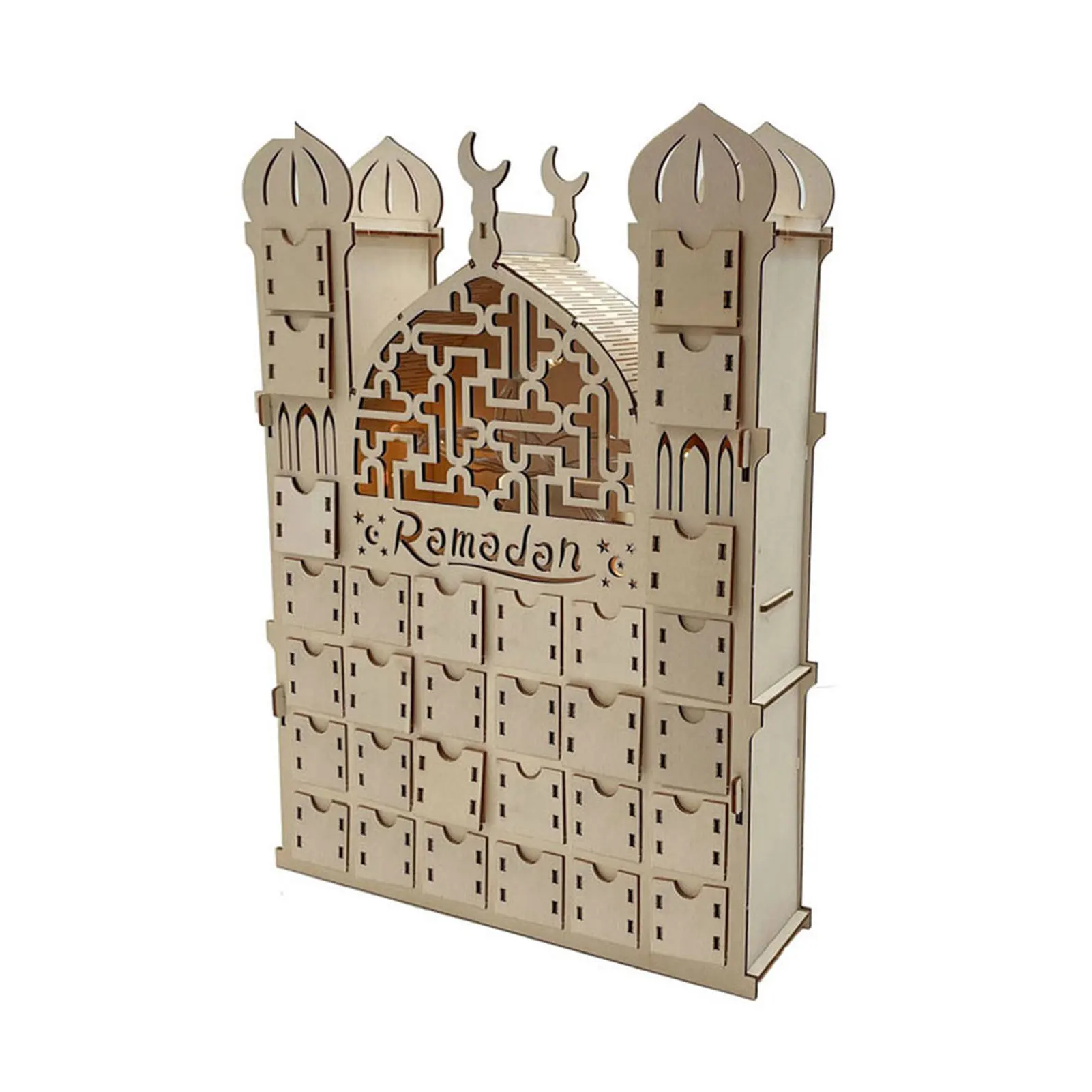 

Advent Calendar Ramadan Decorations Eid Mubarak Countdown Calendar With Light DIY Wooden Muslim Islam Mosque Centerpiece