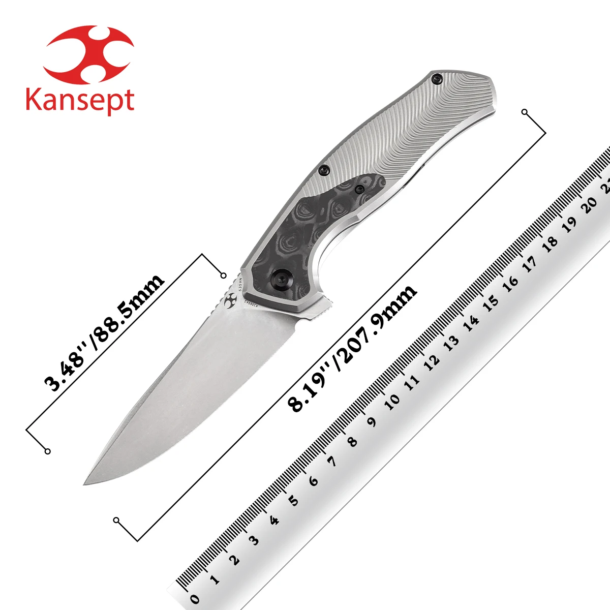 Карманный складной нож kanseven havø RN K1069A2 рукоятка из черно-белого углеродного