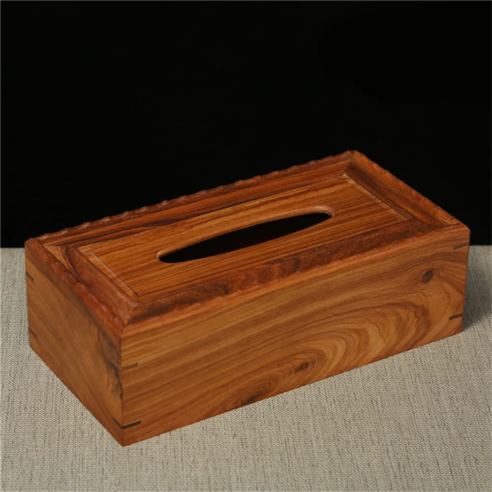 

Red sandalwood paper towel box solid wood Chinese style retro napkin box mahogany square