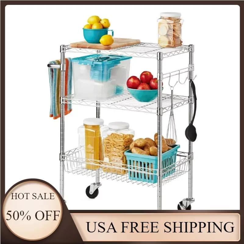 

Гиперпрочная 3-уровневая многофункциональная тележка для домашнего ремонта, Хромированный Цвет, грузоподъемность 500 фунтов, вращение