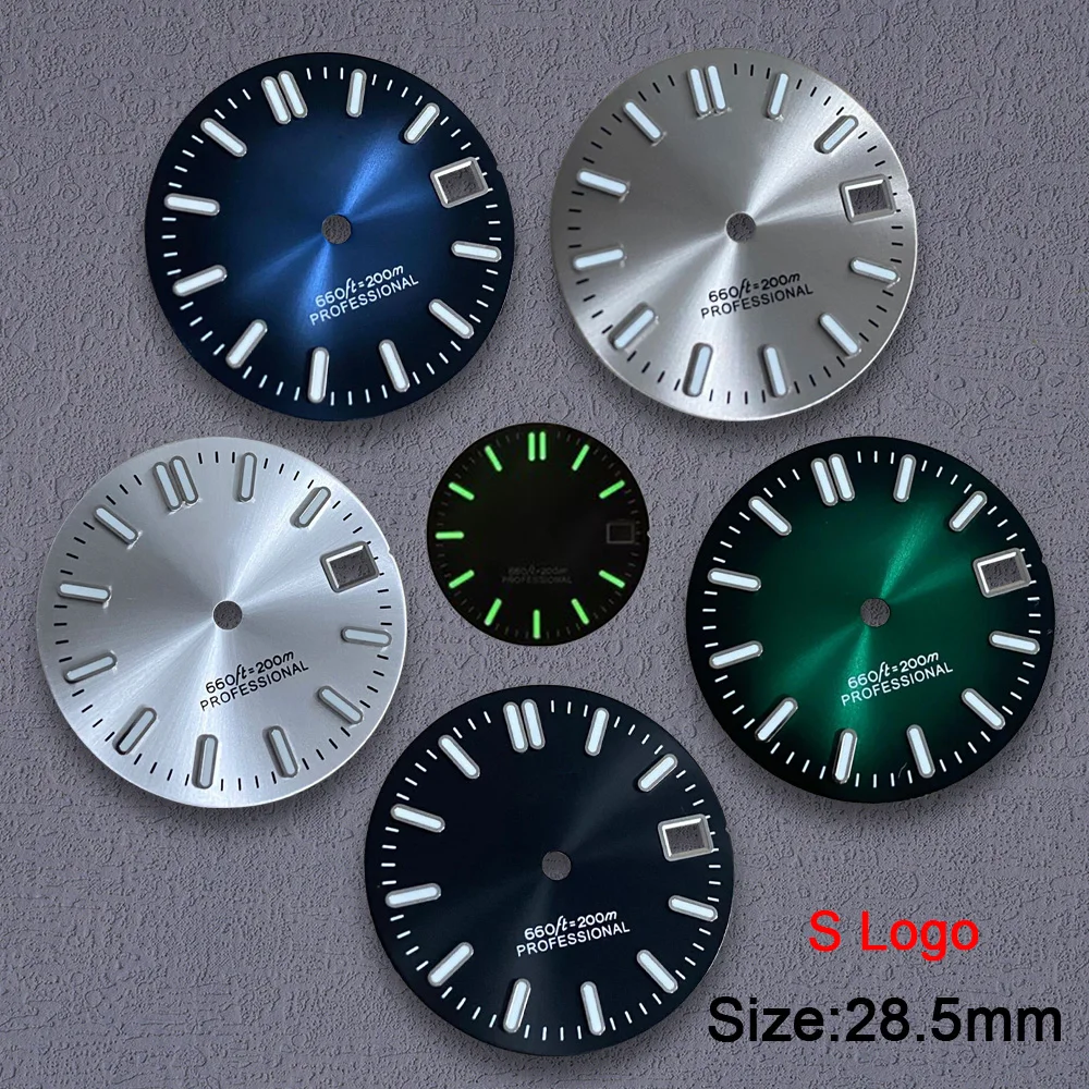 Часы наручные Nh35 с логотипом S зеленые 28 5 мм