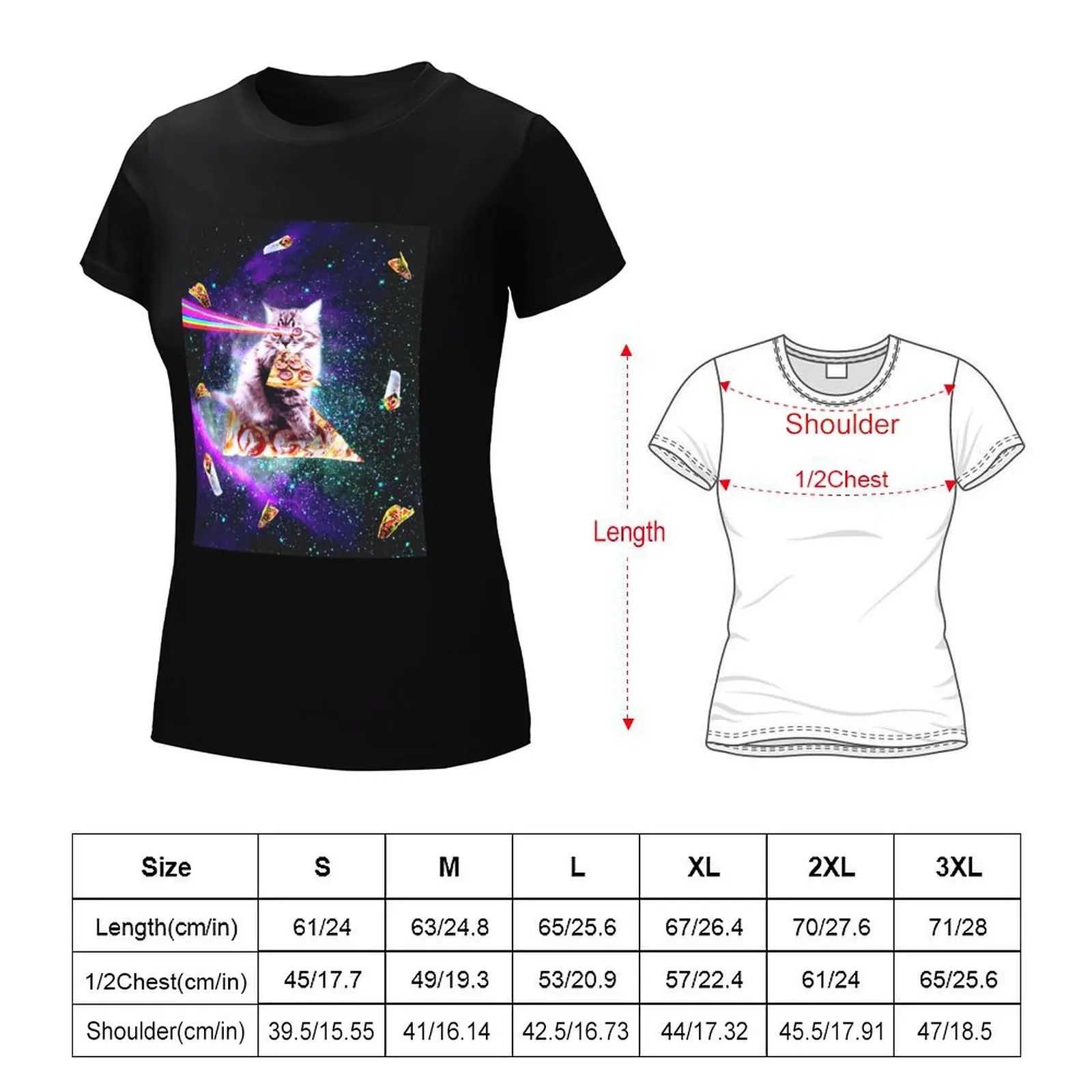 Футболка с изображением пиццы в космическом стиле радужным лазером Taco Burrito топы