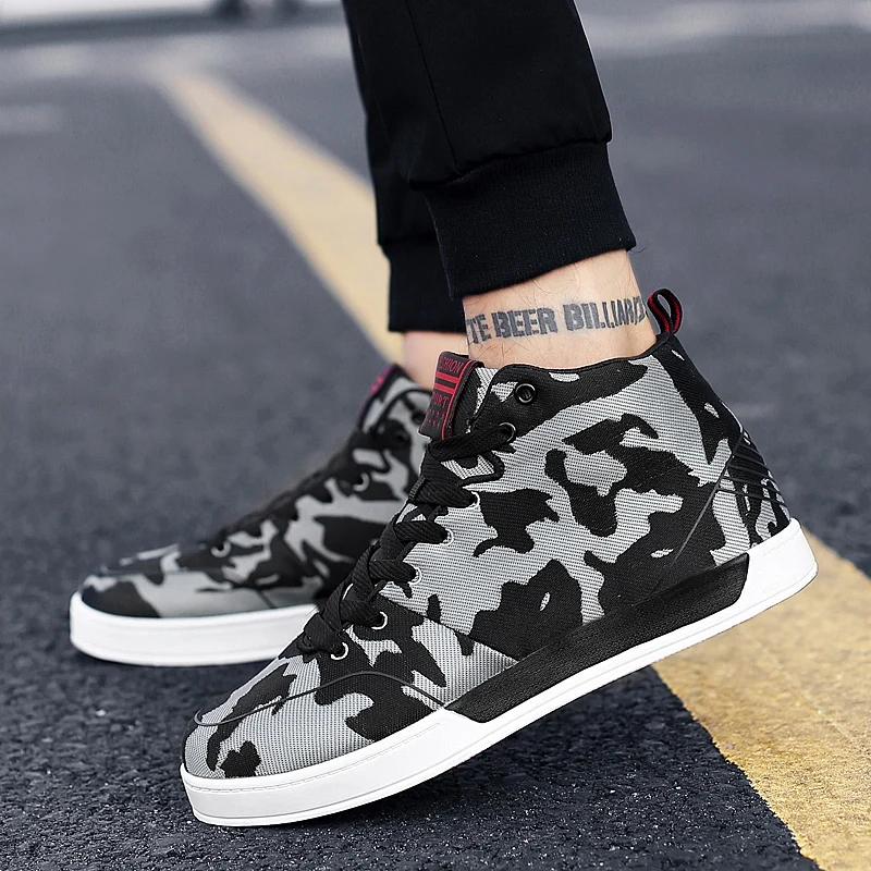 High Quality Canvas Men's Casual Shoes Cool Street Walking Shoes Camouflages Sneakers High Top Sport Male Shoes Lace Up Trainers