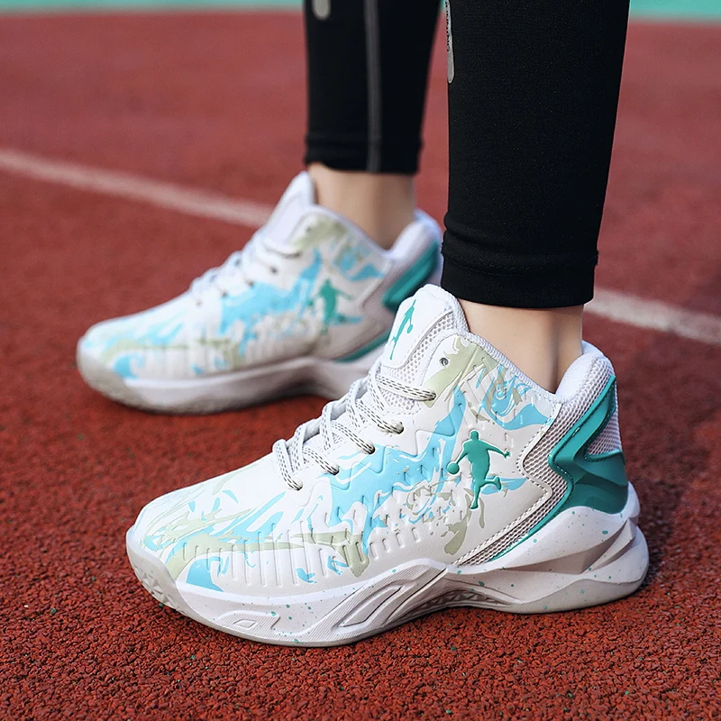 2023 Fashion Kids Basketball Shoes Boys High Top Designer Sneakers Children's Training Shoes Non-Slip Damping Basket Sneaker Boy