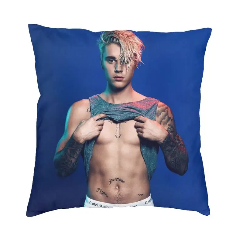 

Fashion Justin Bieber Cushion Cover 45x45cm Polyester Singer And Songwriter Pillow Case for Car Square Pillowcase Decoration