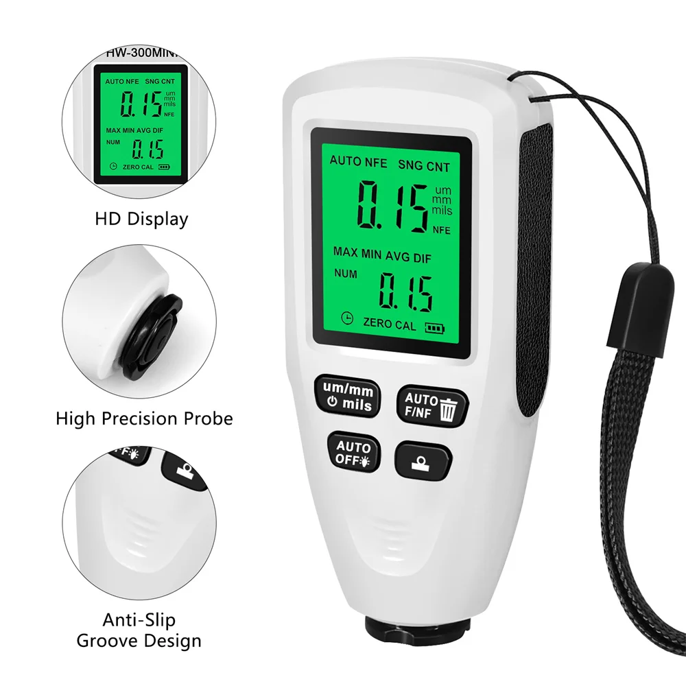 

Fe Car Thickness Paint Car Coating 0.01mm/1mil Metal Meter Coating Thickness Electroplate Gauge Nfe 0-2000um Paint Tester
