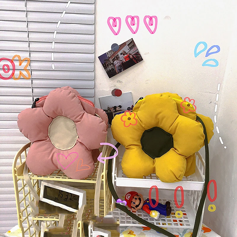 Korean Cute Sunflower Shoulder Bag Candy Color Flower Shaped Messenger Bags Crossbody Bag For Girls Gift