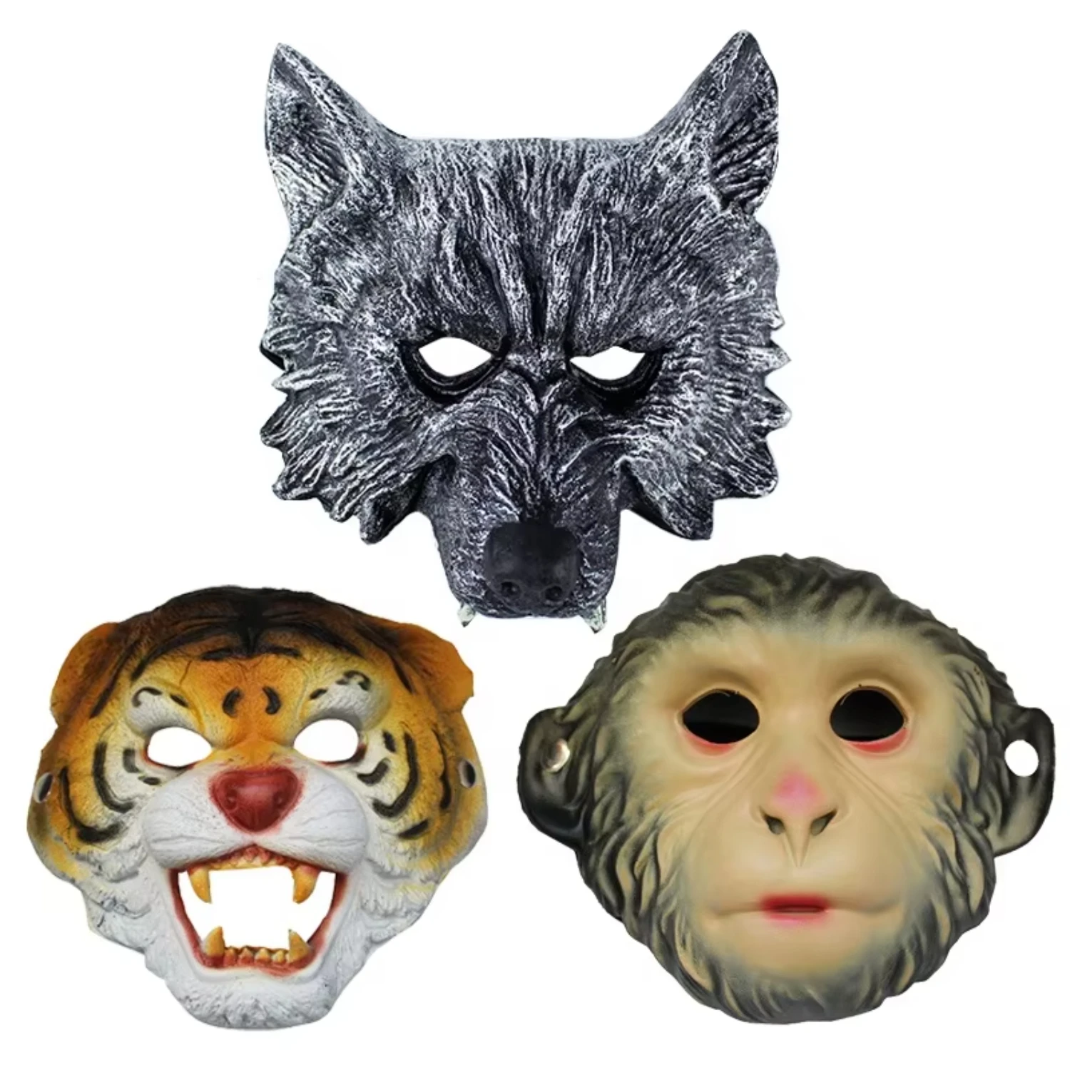 Wolf Mask Halloween PU Foam Full Face Werewolf Tiger Monkey Animal Masquerade for Cosplay Costume