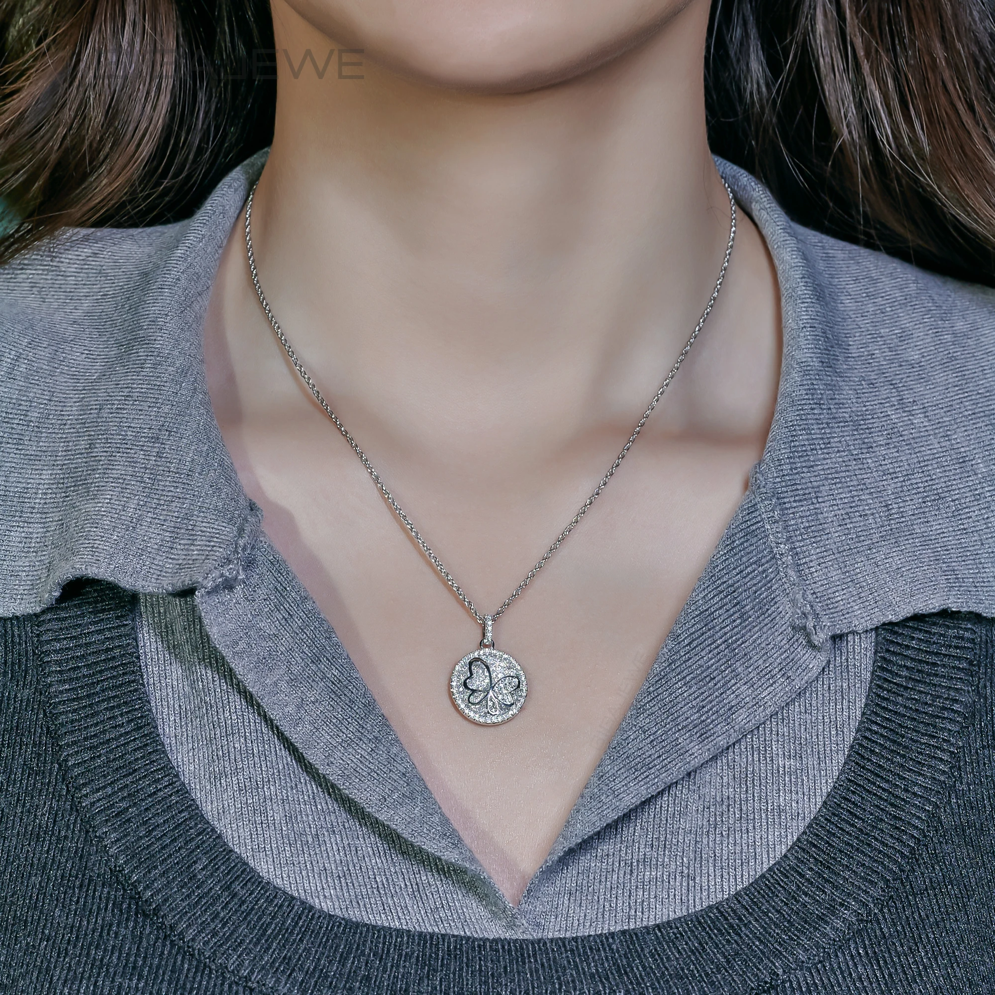 GIGAJEWE муассанит круглой огранки в стиле бабочки цвет 18 К белое золото покрытие