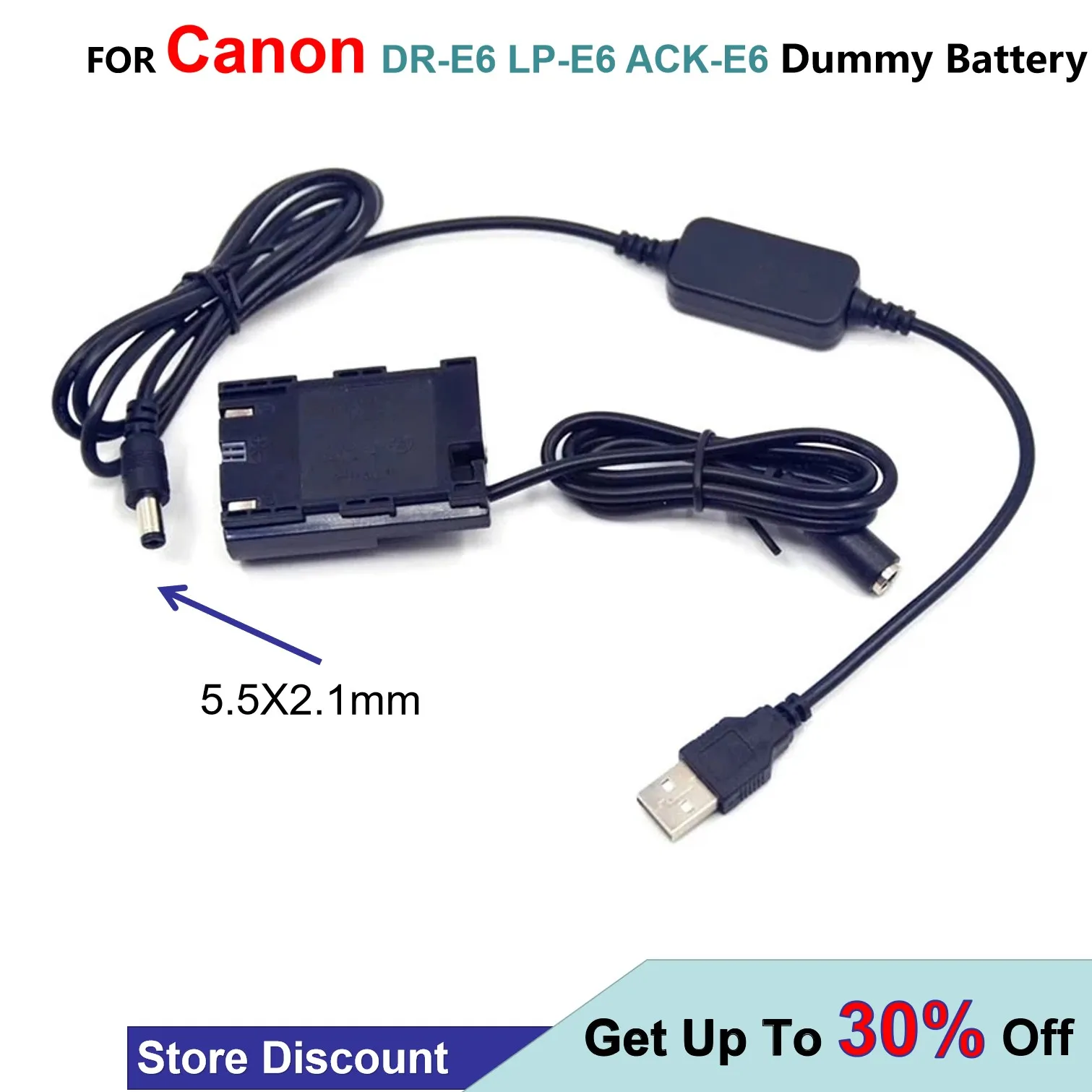 

LP-E6 DR-E6 ACK-E6 AC-E6 Power Bank 5V USB Cable Adapter + FULL DECODED For Canon EOS 5D Mark II III 5D2 5D3 6D 7D 60D SLR Came
