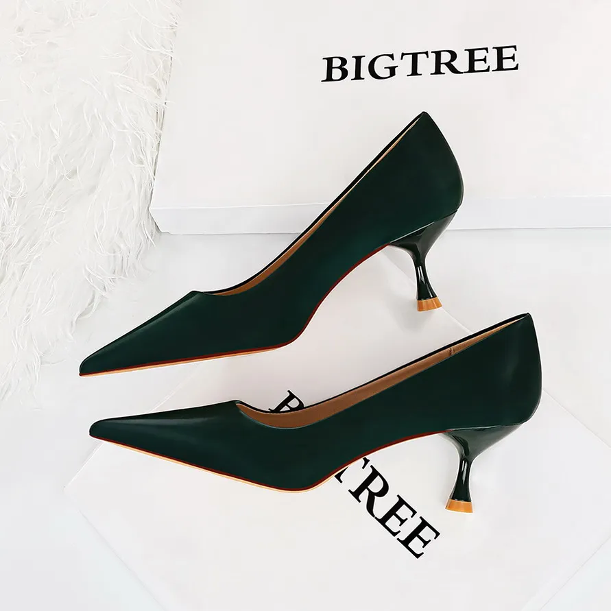 Купи BIGTREE Shoes Kitten Heels 5.5 Cm Women Pumps Stiletto Heels Ladies Shoes Wild Occupational OL Office Shoes High Heels Size 43 за 2,256 рублей в магазине AliExpress