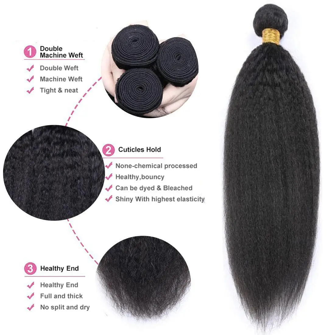 Dula A Hair Kinky Straight Remy Наращивание волос Бразильские волосы плетения с машинным