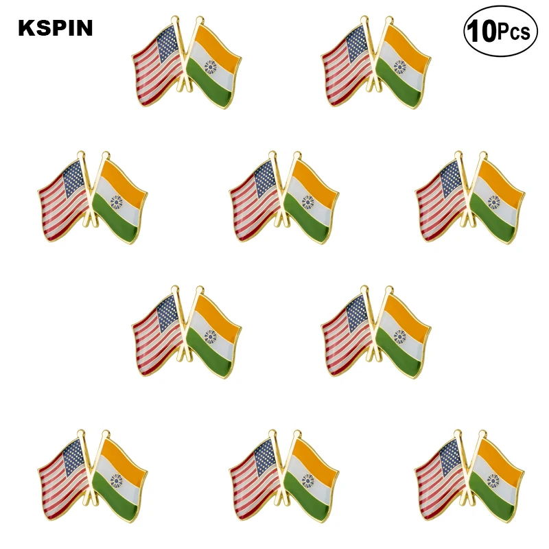 

U.S.A India Lapel Pin Flag badge Brooch Pins Badges 10Pcs a Lot