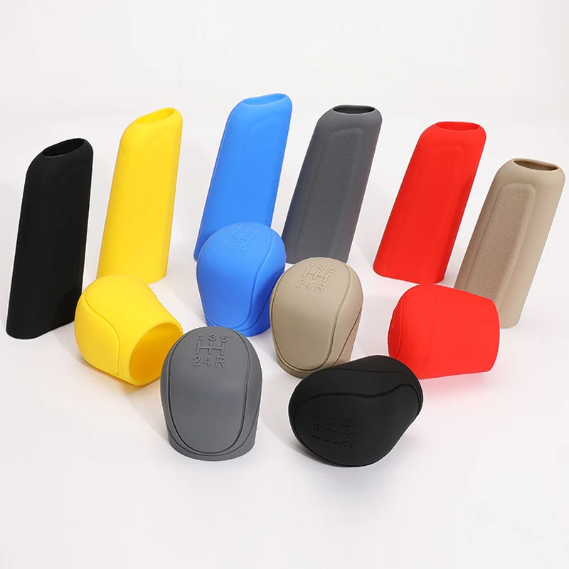 

Univesal Silicone Shift Gear Head Knob Cover Handbrake Hand Brake Covers Sleeve Case Key Protector Car Styling Auto Accessories