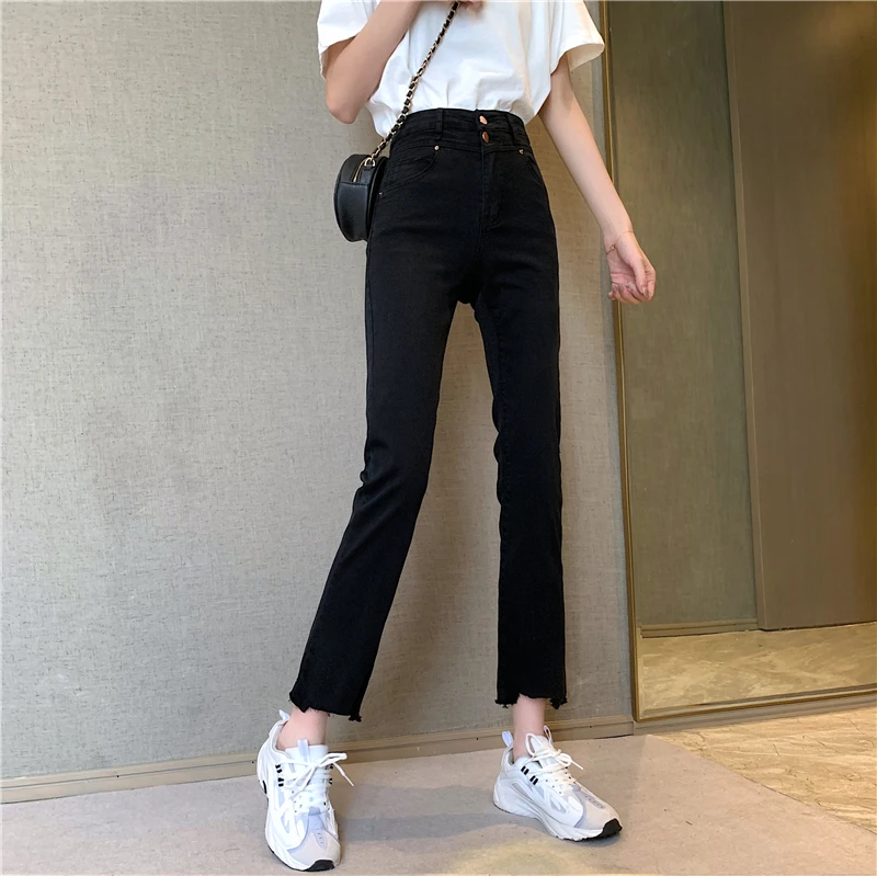 N1252 New ninth pants tight high waist slim all-match pants jeans