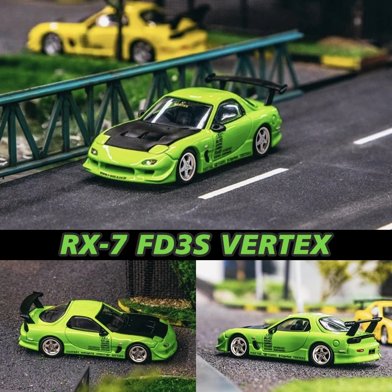 

Tarmac Works 1:64 RX7 FD3S VERTEX Green Carbon Fiber Alloy Diorama Car Model Collection Miniature Carros Toys In Stock