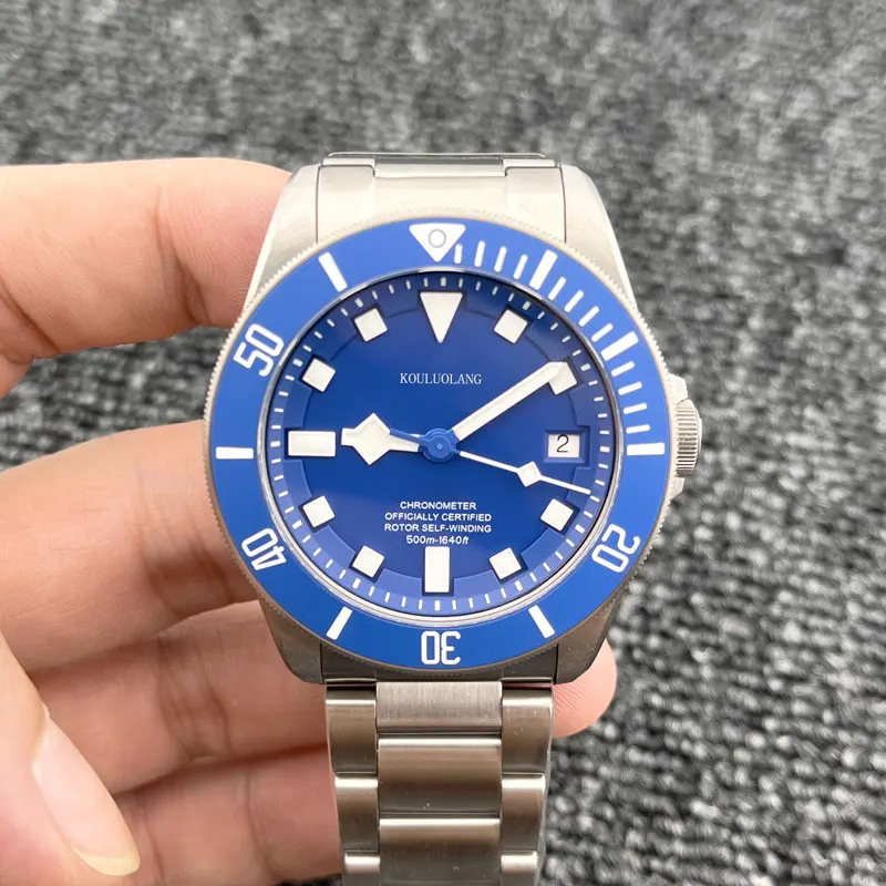 

41MM Men's Mechanical Watch Automatic Watch Ceramic Bezel Luminous Waterproof Titanium Alloy Case Strap Luxury Watch Blue