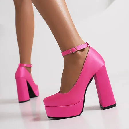 

Туфли на высоком каблуке, обувь большого размера, квадратный носок, толстая подошва, свадьба, банкет, увеличивающие рост