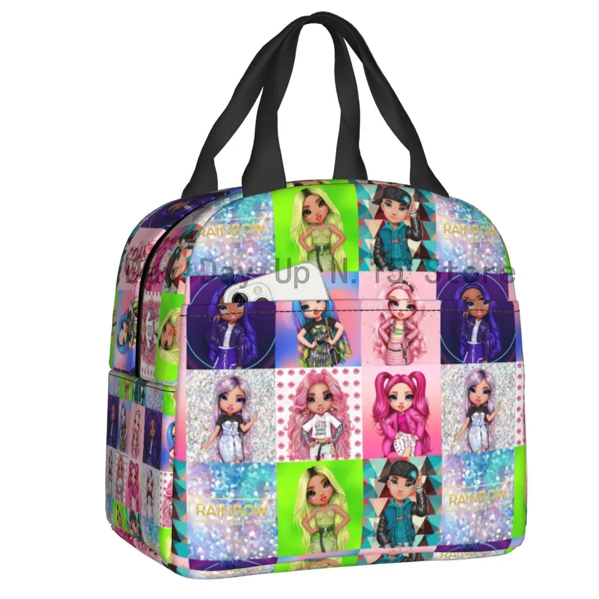 

Rainbow High Wave Insulated Lunch Bag for Women Waterproof Anime Cartoon Tv Thermal Cooler Lunch Tote Office Picnic Travel