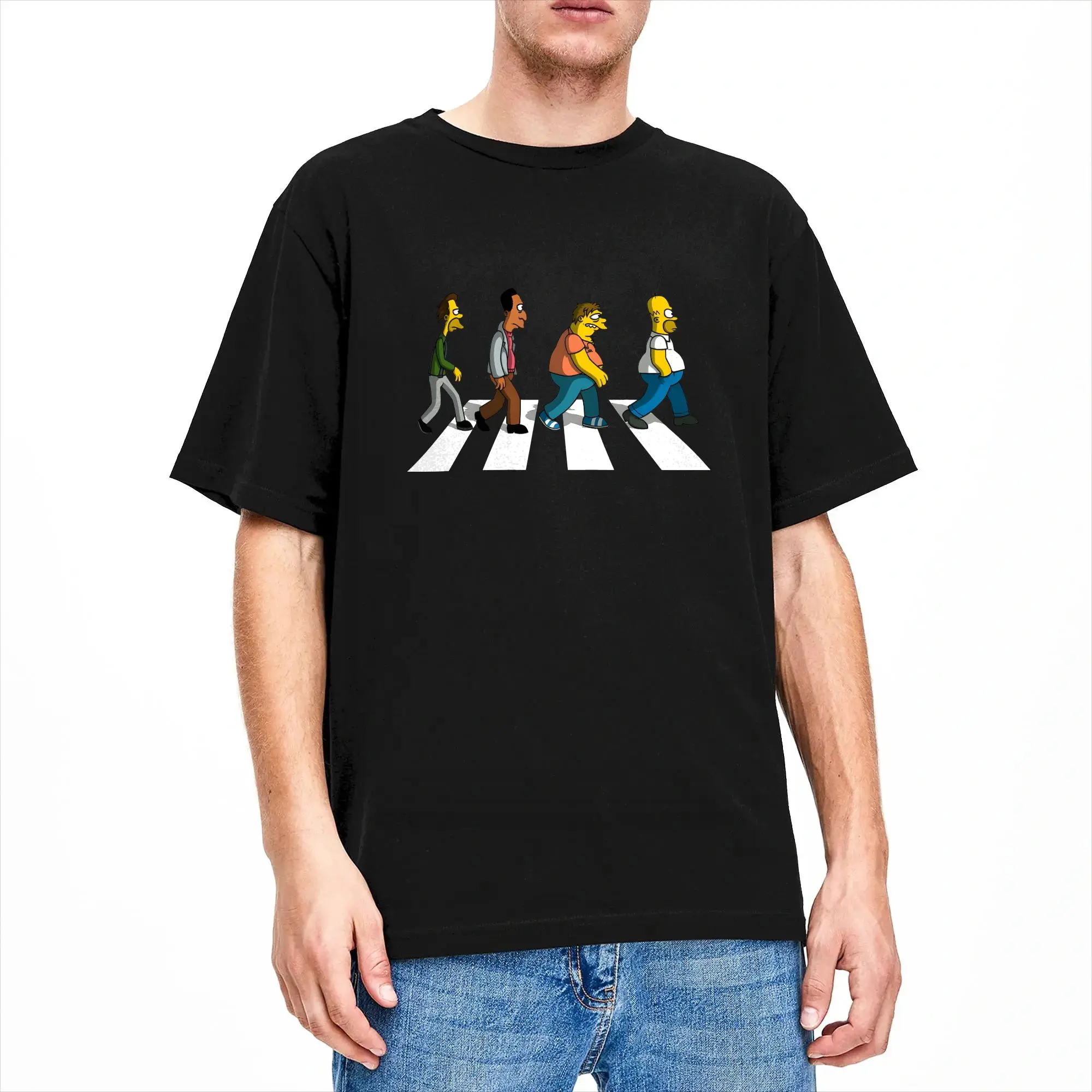 Фото Футболка Simpsons Bar Abbey Road для мужчин, повседневные футболки Y2K, летние футболки с круглым вырезом, футболки для отдыха с принтом, топы больших размеров №2