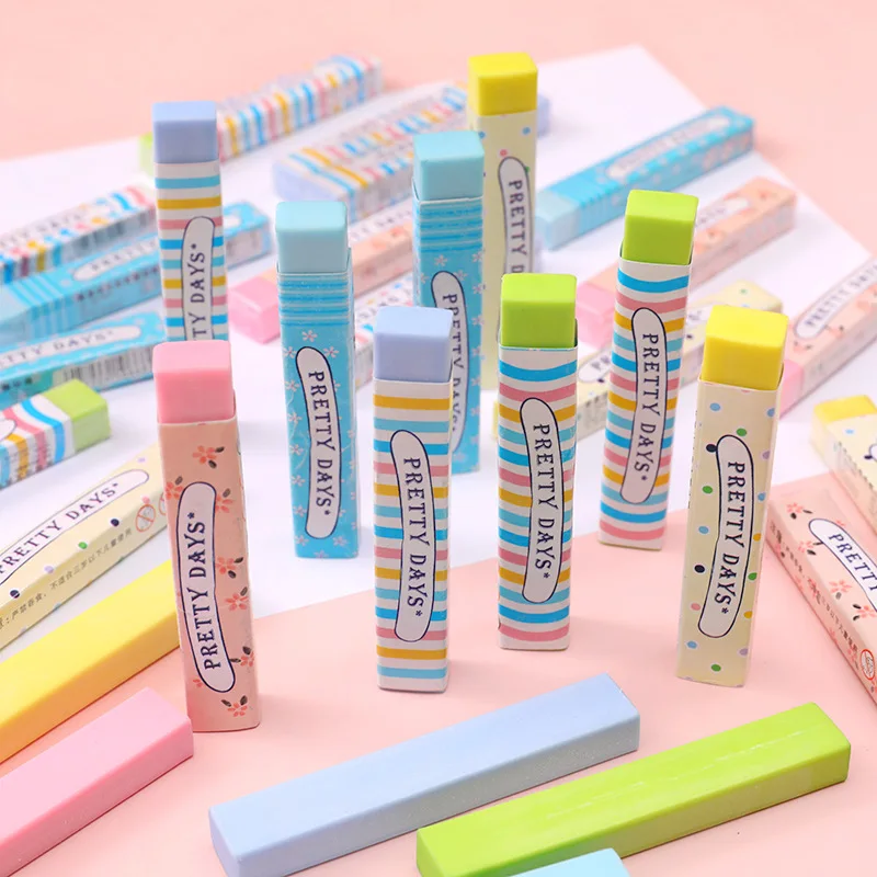

3pcs 2B PVC Eraser Studen Pencil Rubber Solid Color Soft for Kids Correction Supplies School Stationery Cute Erasers Set