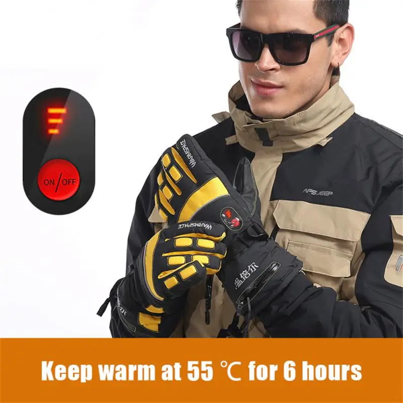 

Перчатки с электрическим подогревом, лыжные перчатки, зимние ветрозащитные теплые перчатки с сенсорным экраном и перезаряжаемой батареей ...