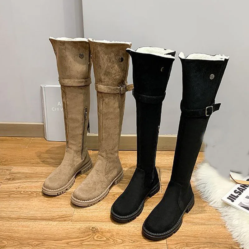 Роскошные женские ботфорты Челси с тонкими штанинами на молнии толстом каблуке