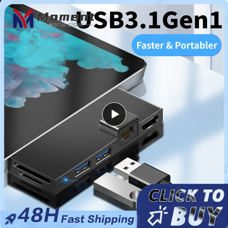

Док-станция 6 в 1, Usb Type-c, Rj45, 100 м