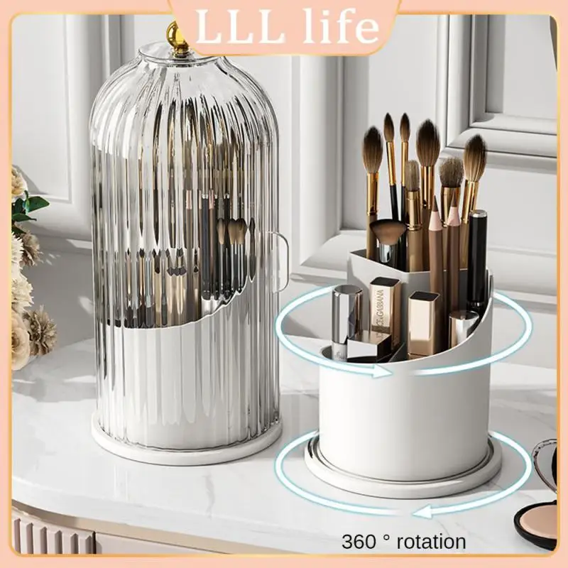 

Luxury Jewelry Container Portable Pencil Holder 360 Rotating With Lid Storage Box Storage Tools Desktop Makeup Organizer