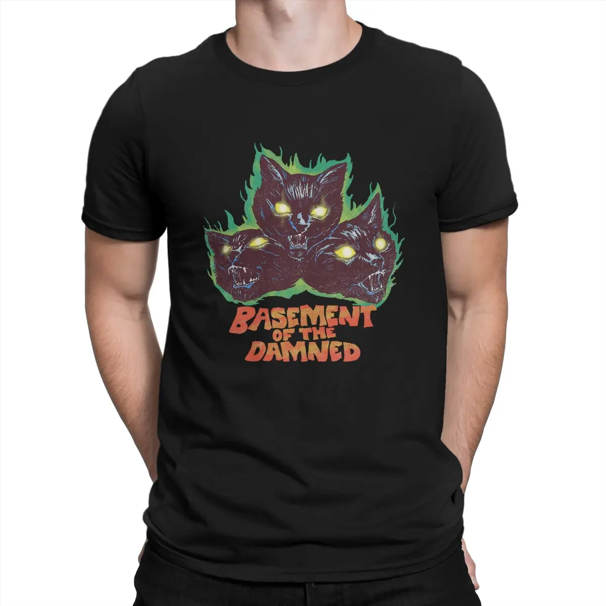 

Cat Lover Newest TShirt for Men Basement of The Damned Classic Round Neck Basic T Shirt Personalize Gift Clothes Tops