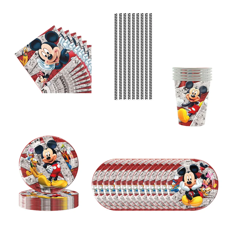 

Mickey Mouse Themed Party Children's Birthday Party Cartoon Decorated Paper Cup Plate Paper Towel Tablecloth Disposable Tablewar