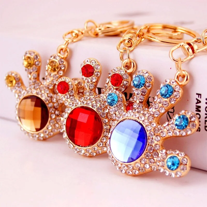 

Mix Colors Wholesale Antique Hamsa Fatima Hand & Rhinestone Charms Palm Keychain Fashion For Car Key Ring Accessories