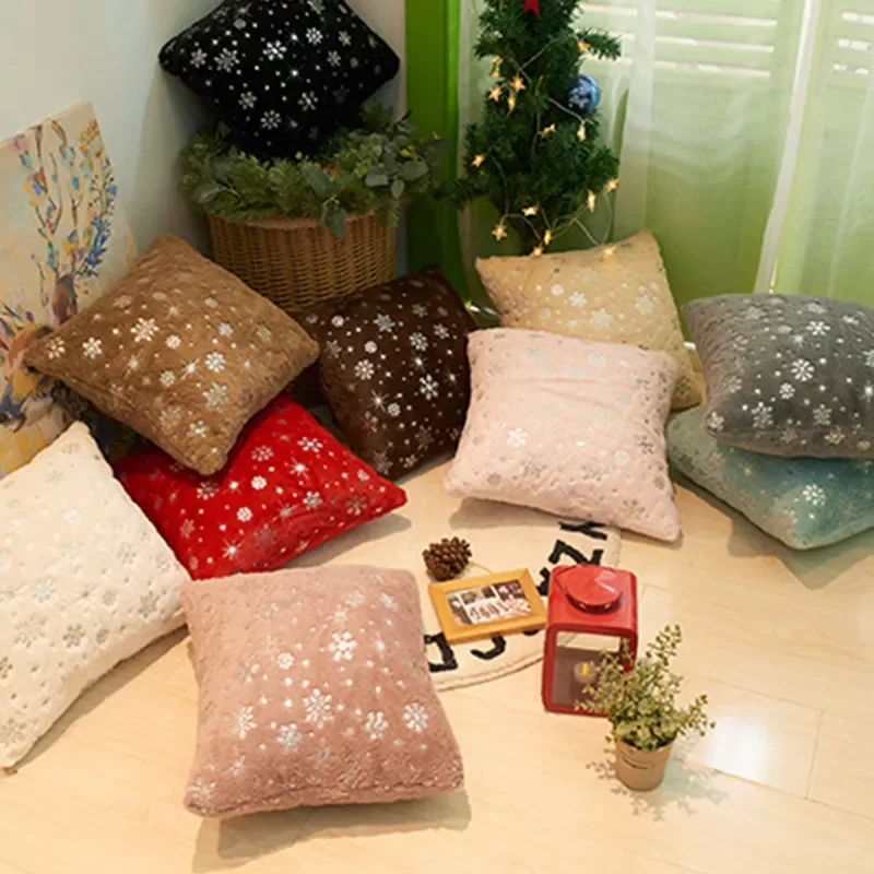 

45x5 см искусственный снег Снежинка Рождественская наволочка для подушки плюшевая наволочка для дивана наволочка для подушки домашний декор