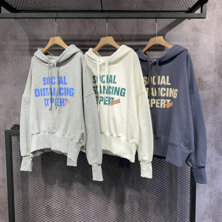 Толстовка женская с капюшоном и длинным рукавом, модный Свитшот оверсайз свободного кроя, Повседневная Уличная одежда