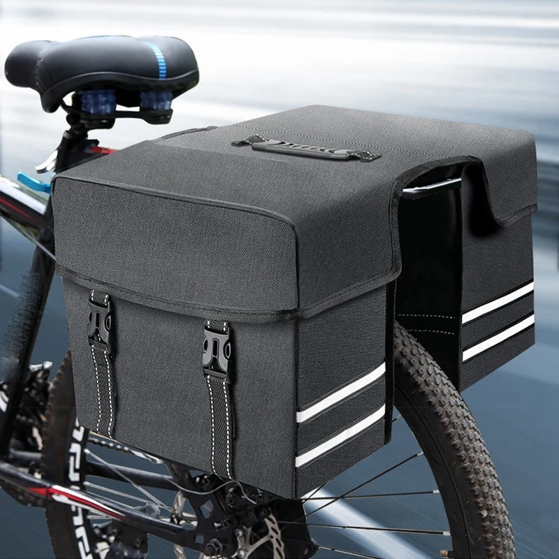 Cycling Double Side Rear Rack Bike Seat Luggage Storage Carrier Bag With Rain Cover Night Reflective Bicycle Trunk Bag XA334Q